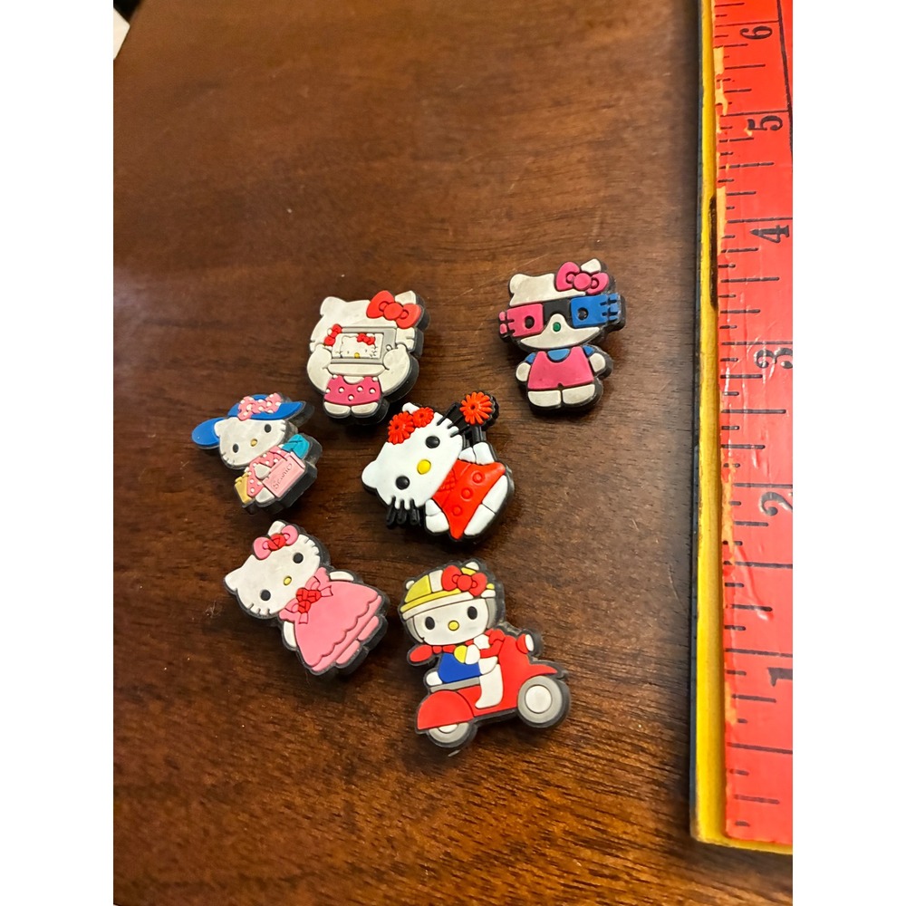 Hello Kitty Sanrio Shoe Charms Set of 6 PVC Rubber Clog Accessories Multicolor